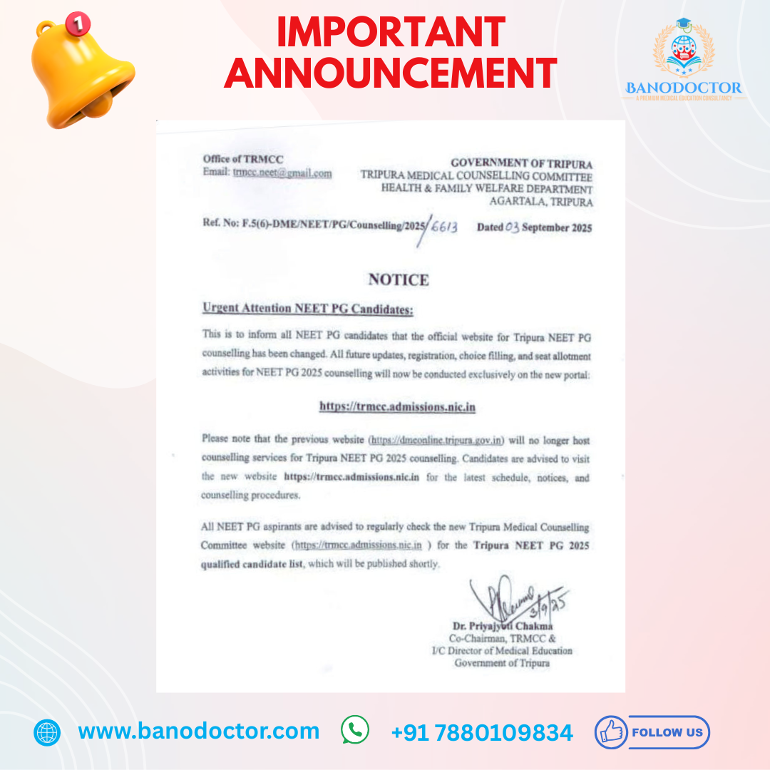 Tripura NEET PG Counselling: Portal Change and Important Notice